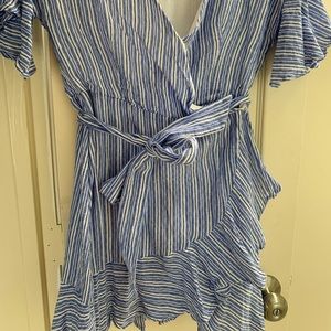 Listicle Small Blue and White Wrap Dress